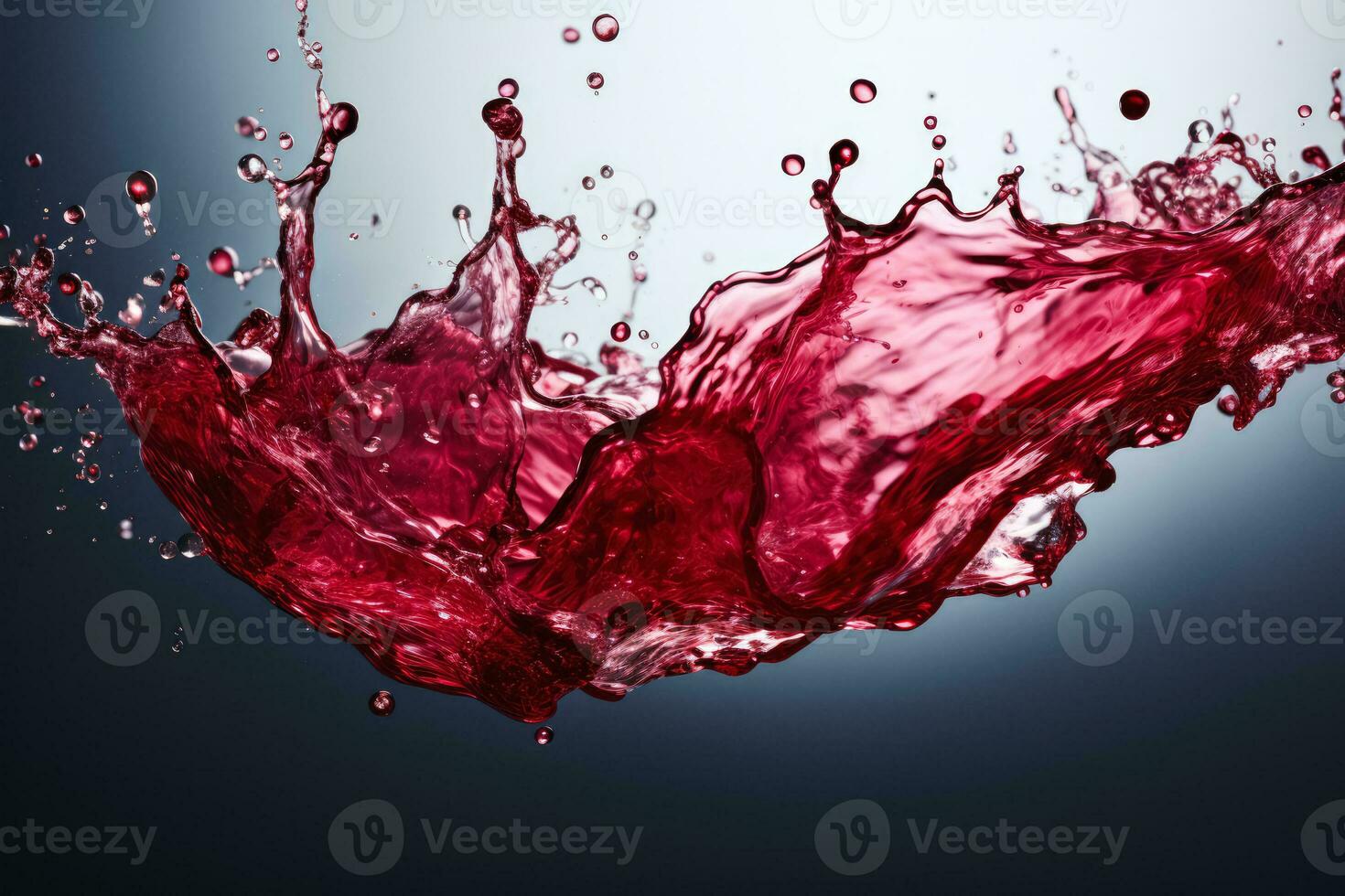Wine pour and splash frozen in time background with empty space for text photo