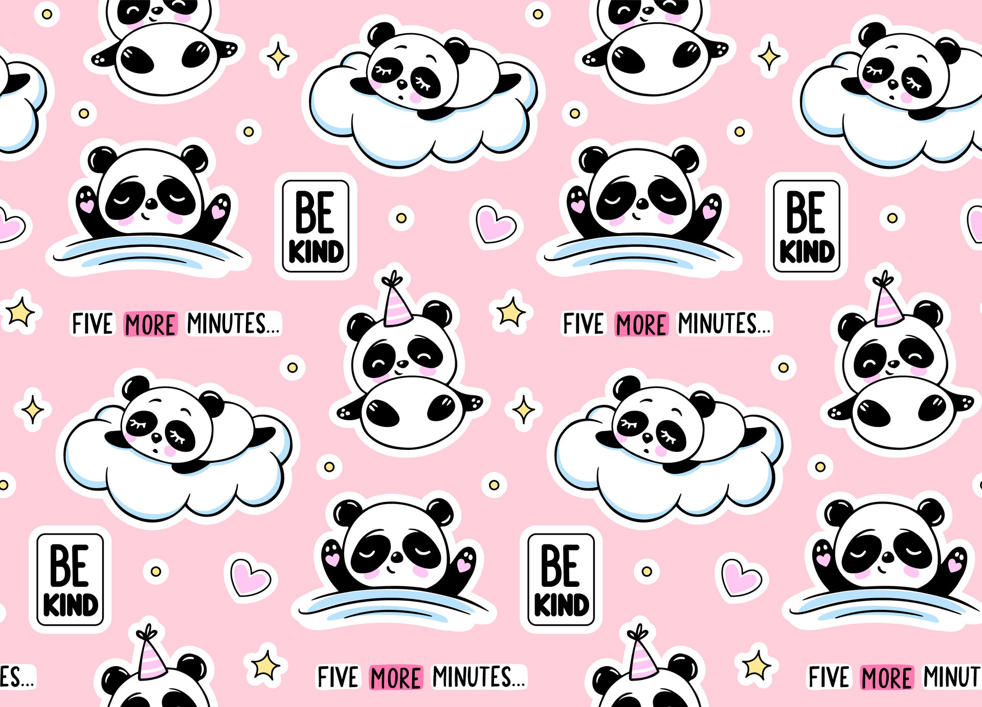 Cute kawaii panda seamless border banner Vector Image