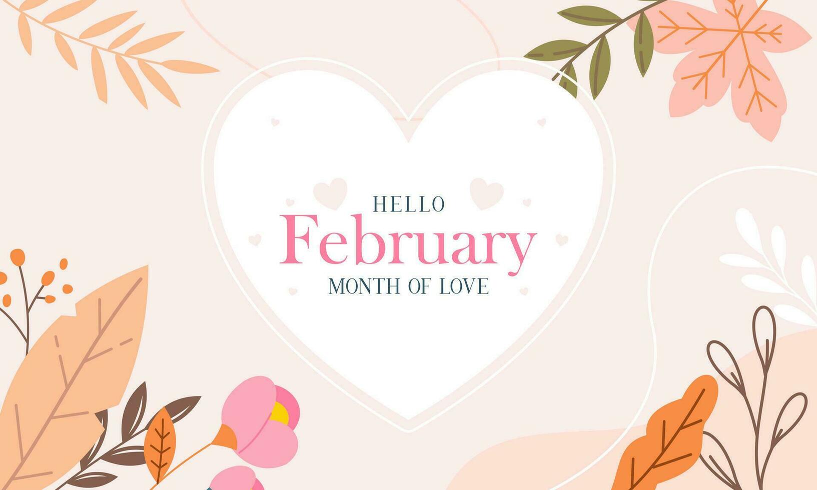 February Month of Love with Flowers Background vector