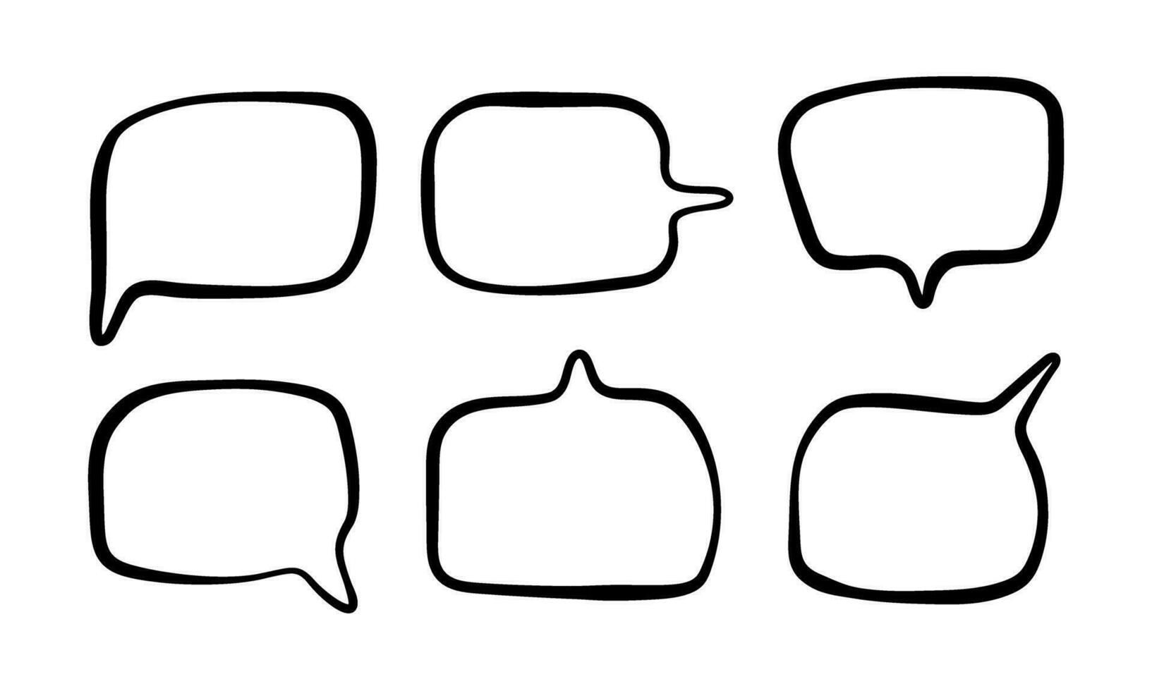 Set of empty Speech bubbles. Vector isolated doodle linear hand drawn illustration