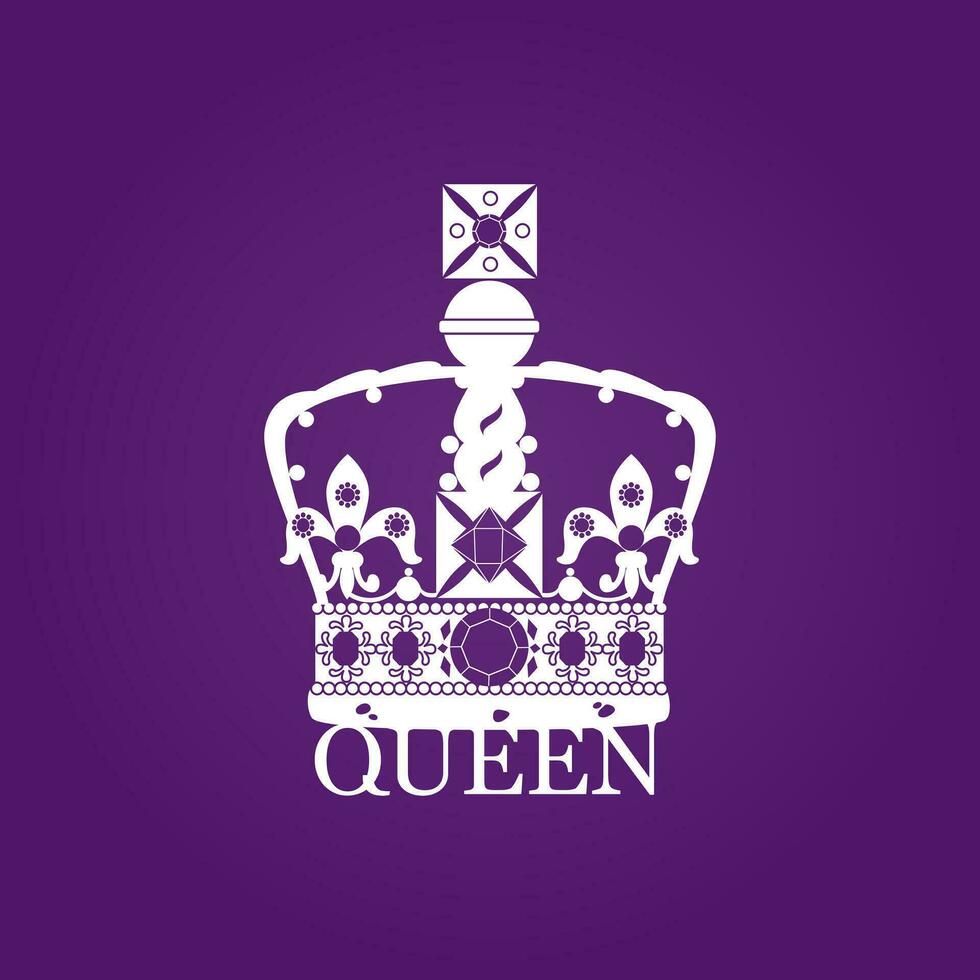 Vector flat illustration of the British Crown. Queen's crown. Symbol, element