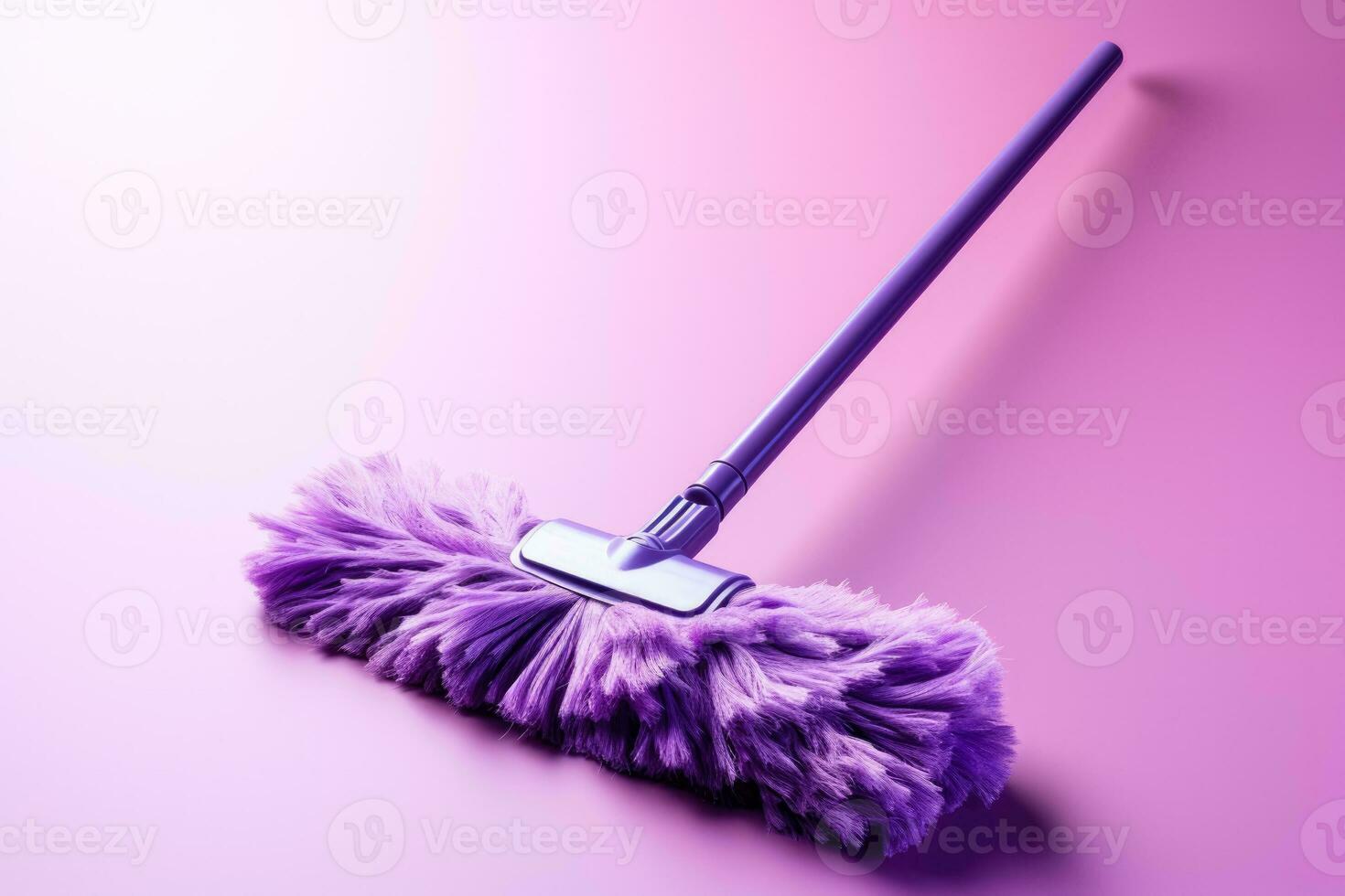 A chic streamlined mop design isolated on a purple gradient background photo