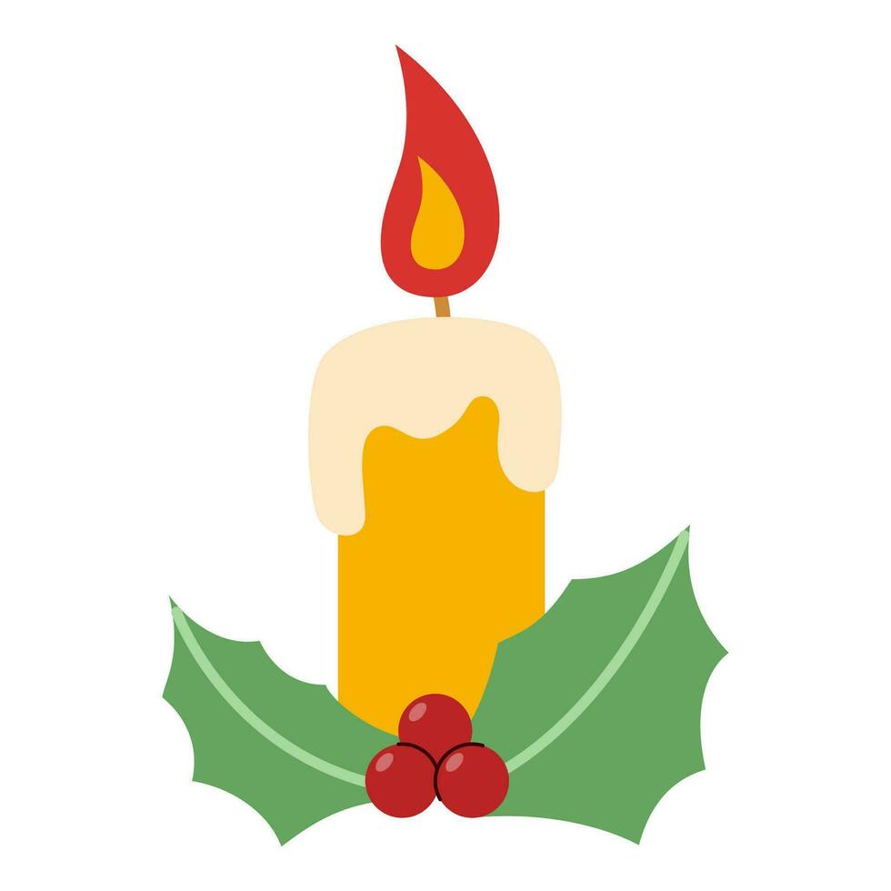 Flat Christmas Candle Element. Christmas Event. Vector Illustration