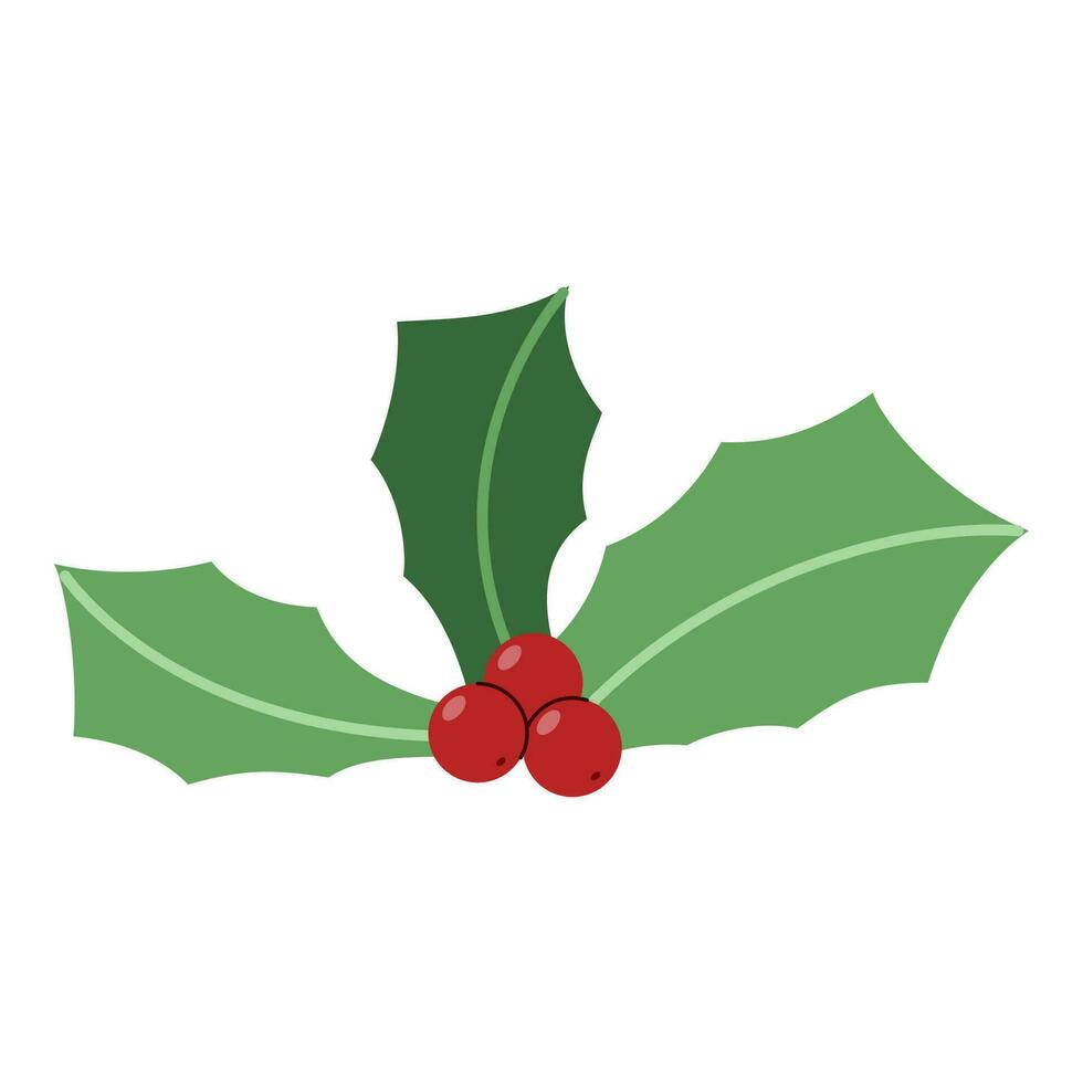 Flat Holly Berries Element. Christmas Event. Vector Illustration