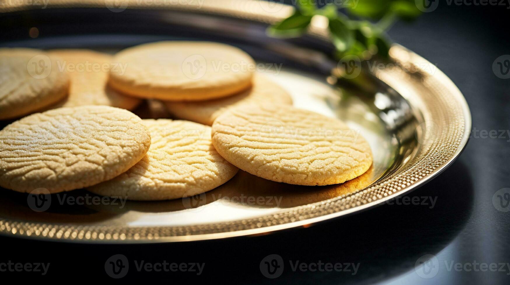 Photo of Sugar Cookies as a dish in a high-end restaurant. Generative AI