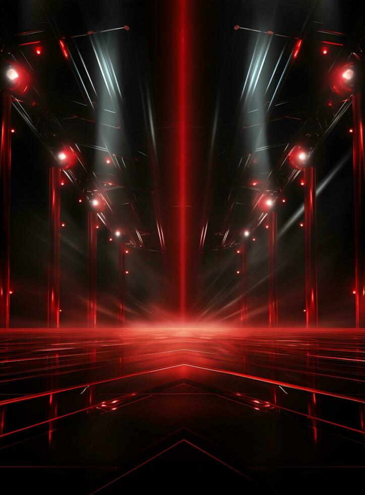 Ai generative Backdrop With Illumination Of Red Spotlights For Flyers realistic image ultra hd high design photo