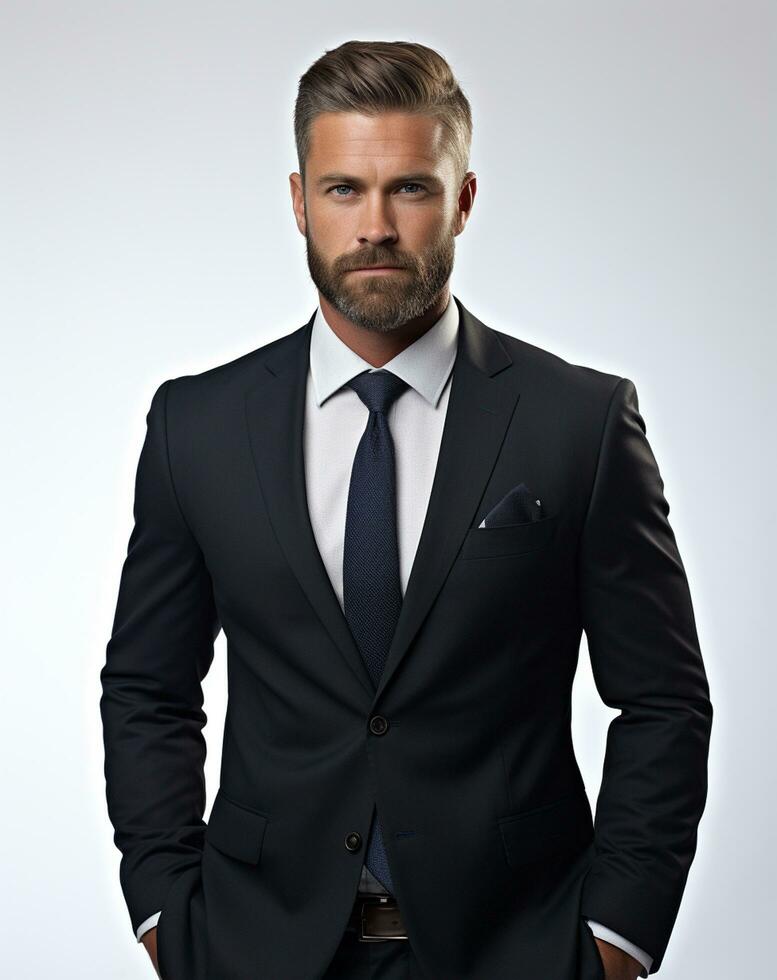 Ai generative Business man in a suit white transparent background photo