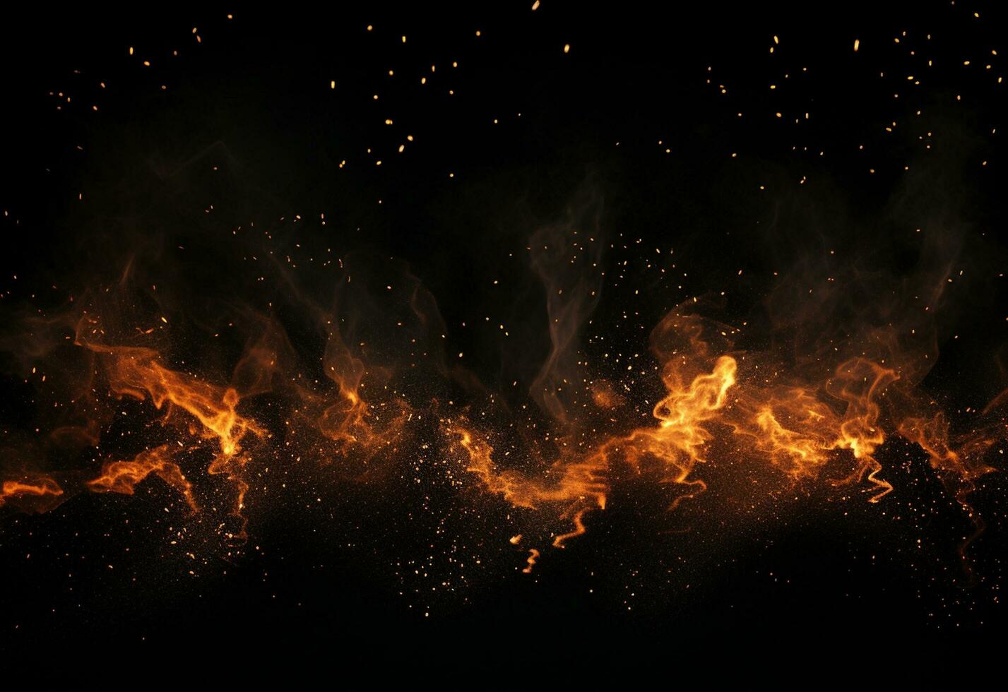 Ai generative Fire Particles On Hot Black Background realistic image, ultra hd, high design very detailed photo