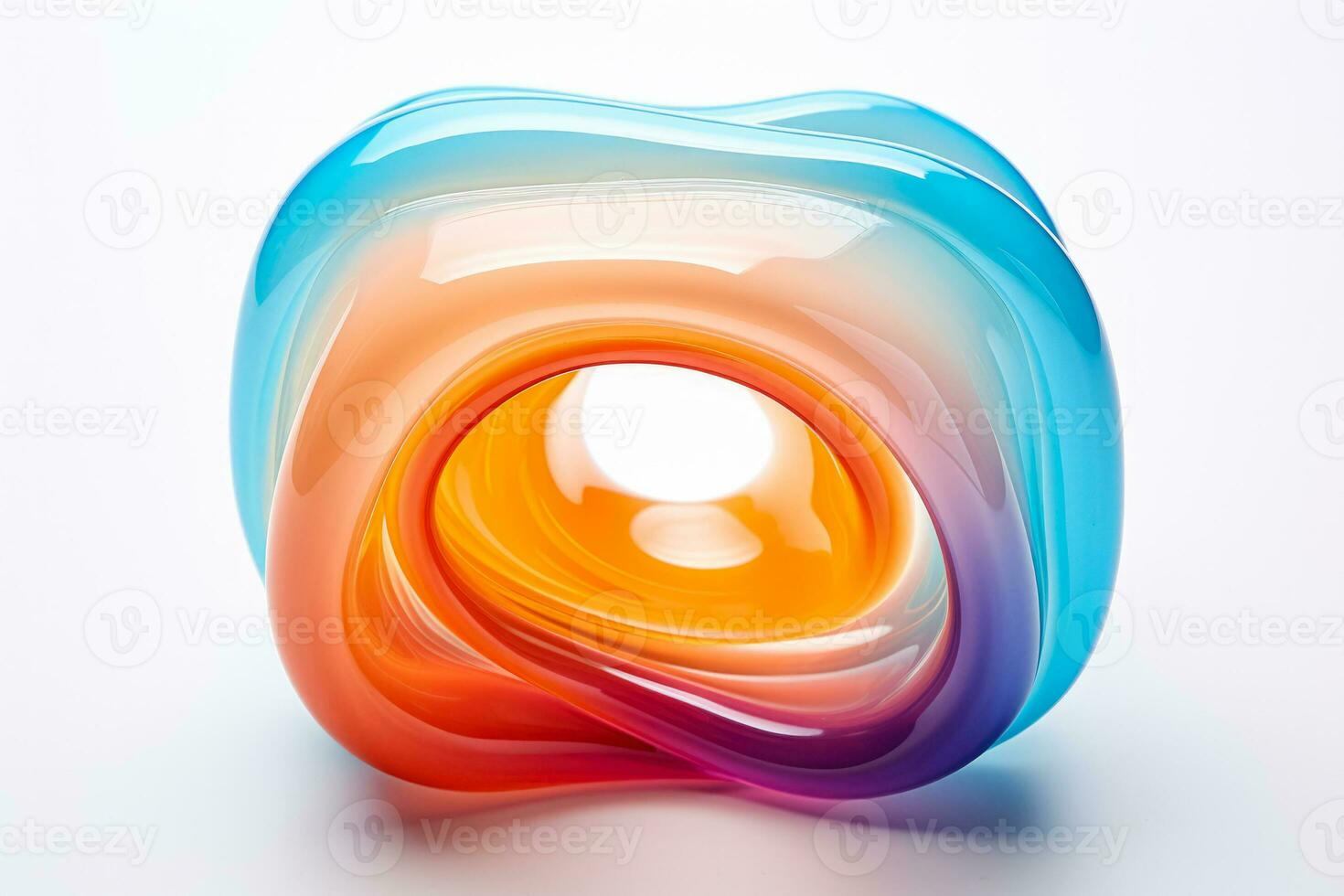 Colorful single use detergent pod artistically displayed isolated on a white background photo