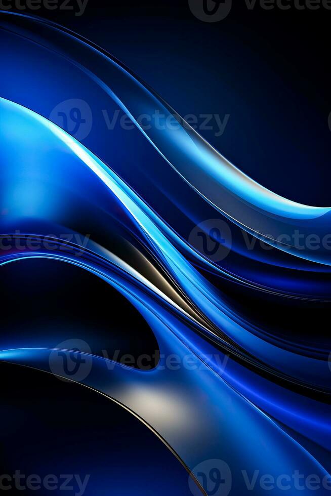 Dark blue abstract background with glowing curve lines modern shiny blue lines pattern illustrating futuristic technology concept photo