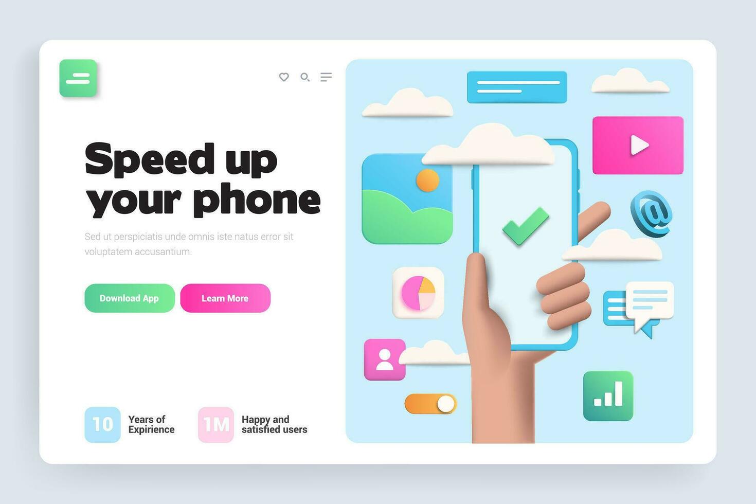 Speed up your phone landing page vector