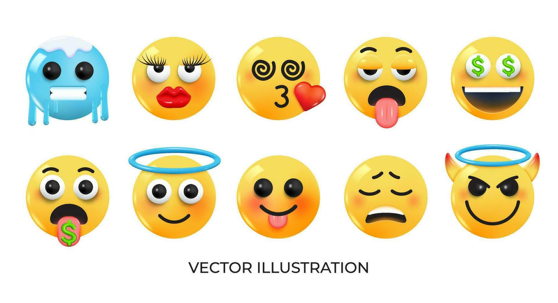 A set of emoticions with different expressions vector