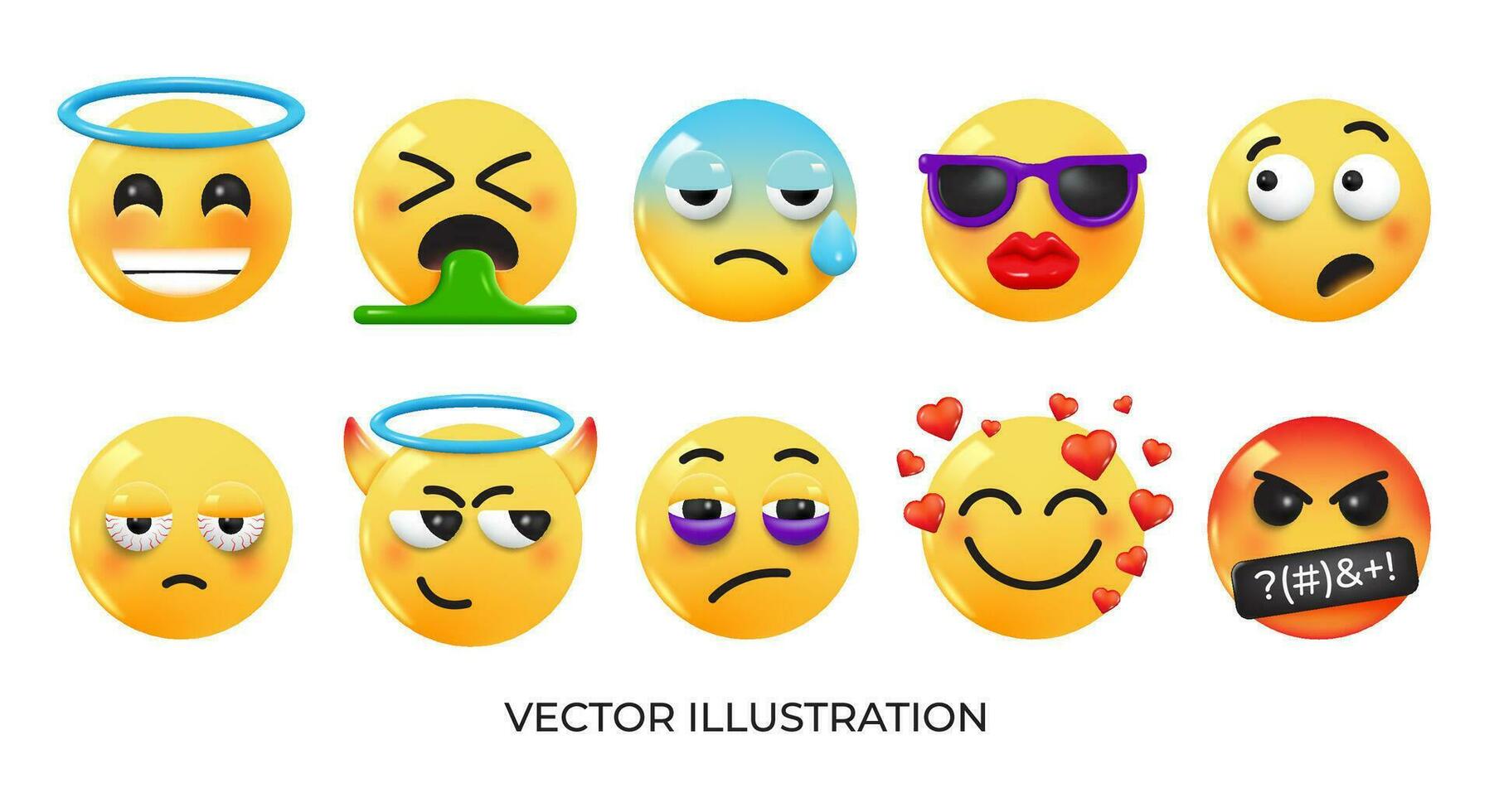 un conjunto de emociones con diferente expresiones vector