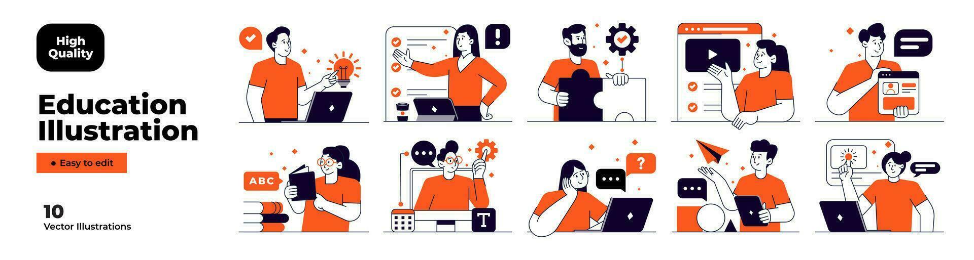 Education illustration set vector