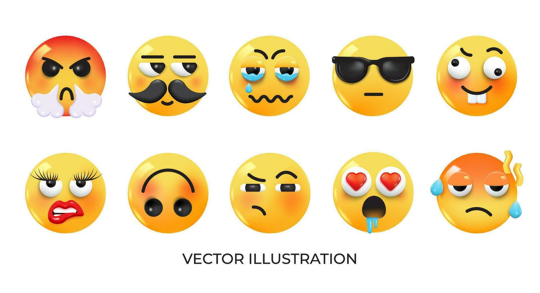 A set of emoticions with different expressions vector