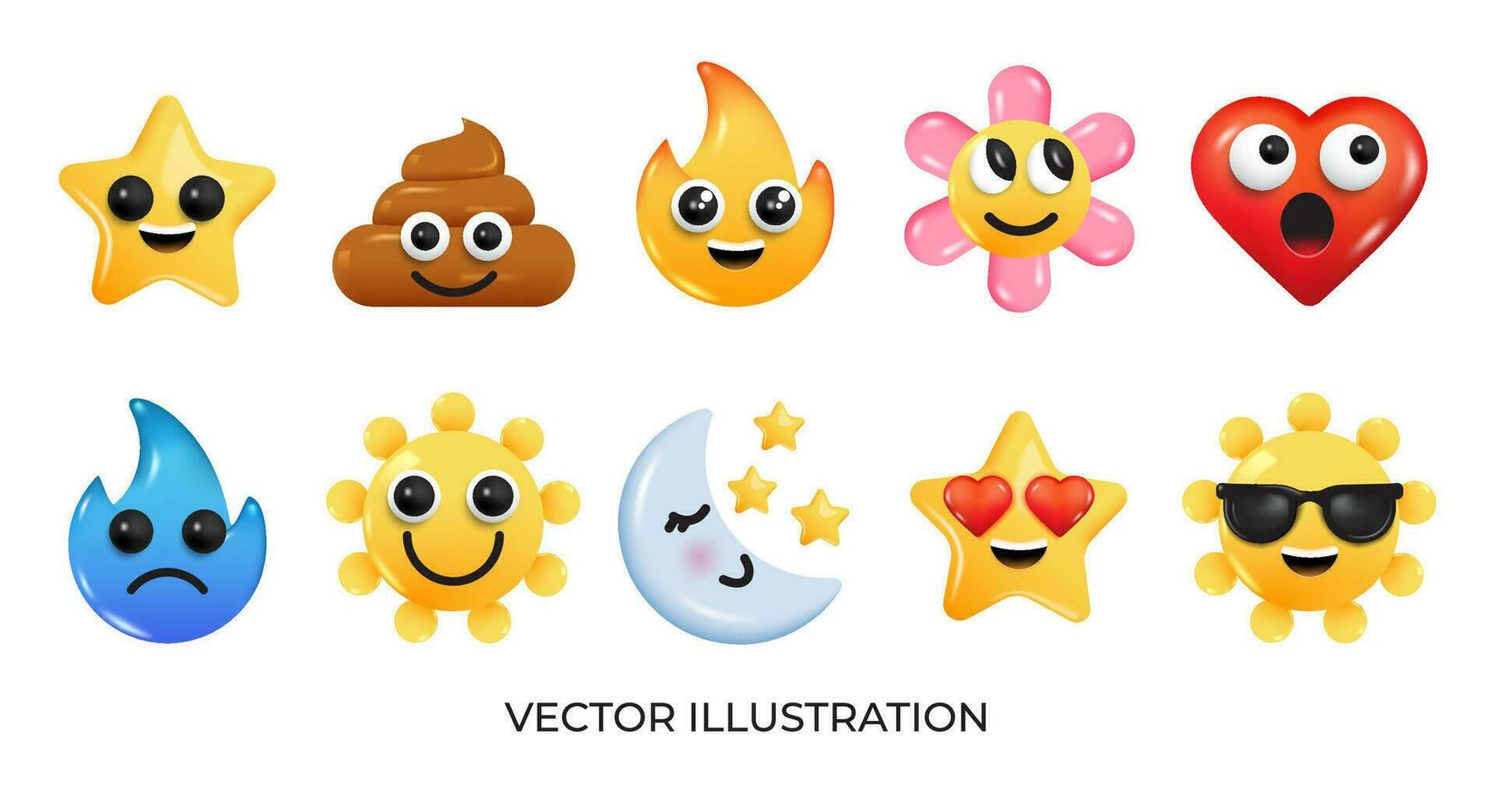 A set of emoticions with different expressions vector