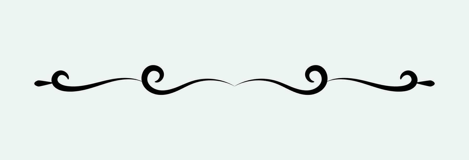 ornamental filigree flourish and thin divider. Classical vintage element vector