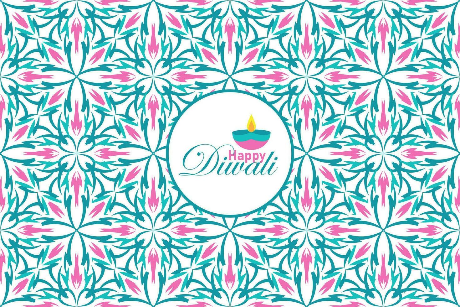 Happy Diwali seamless pattern. Indian festival of lights. Vector abstract vintage illustration for the holiday, lights and other objects for background or poster.