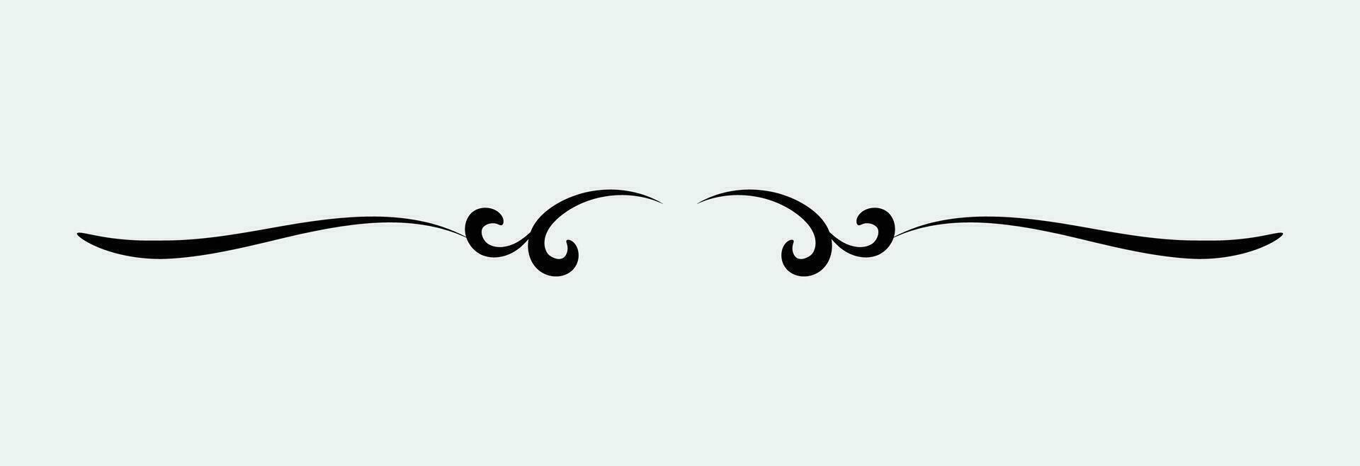 ornamental filigree flourish and thin divider. Classical vintage element vector