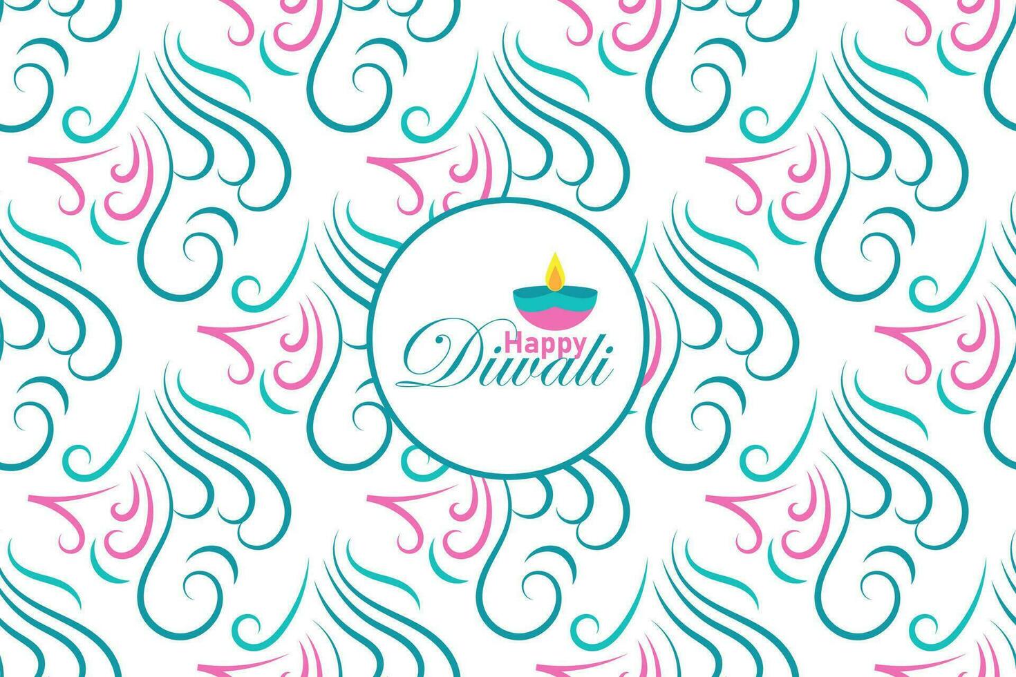 Happy Diwali seamless pattern. Indian festival of lights. Vector abstract vintage illustration for the holiday, lights and other objects for background or poster.