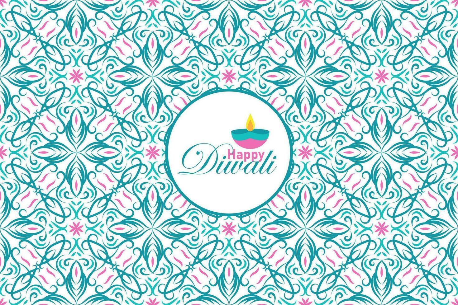 Happy Diwali seamless pattern. Indian festival of lights. Vector abstract vintage illustration for the holiday, lights and other objects for background or poster.
