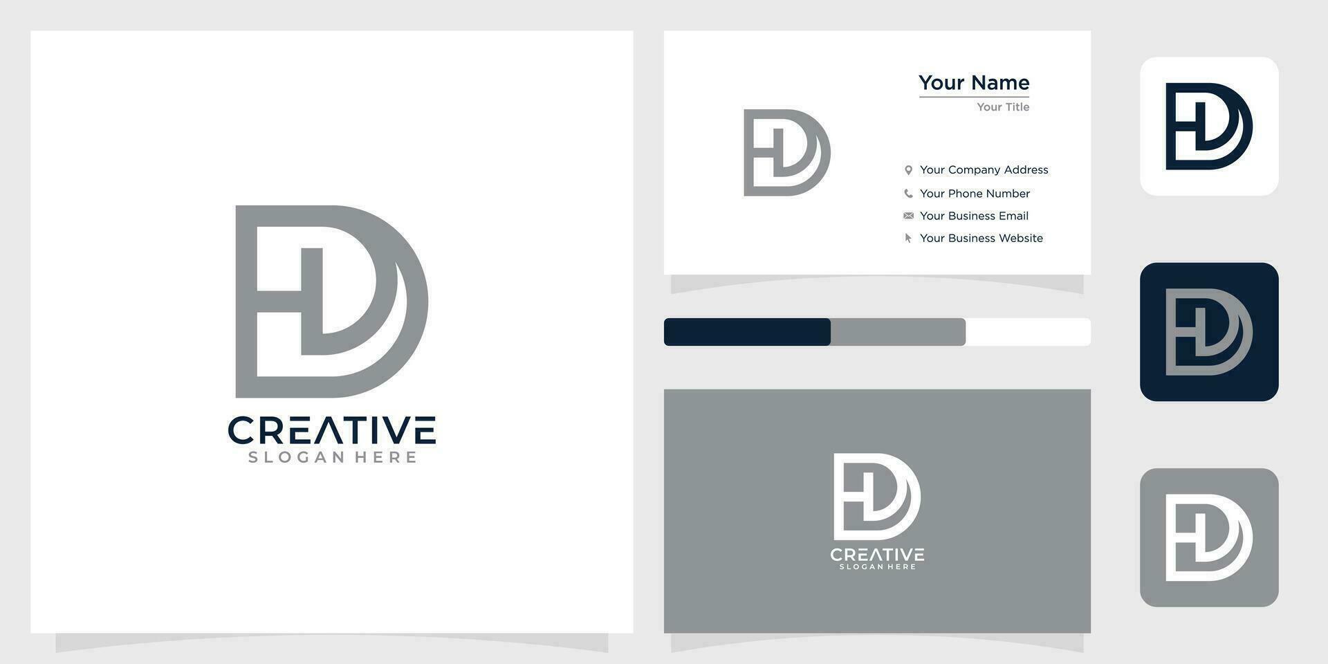 Initial letter HD monochrome ine logo design creative simple and business card vector