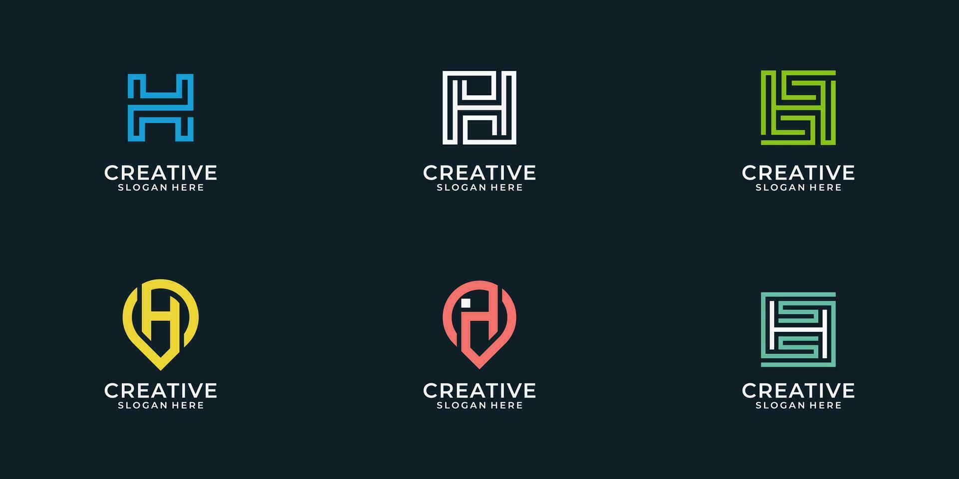 conjunto de creativo monograma letra h logo diseño línea vector