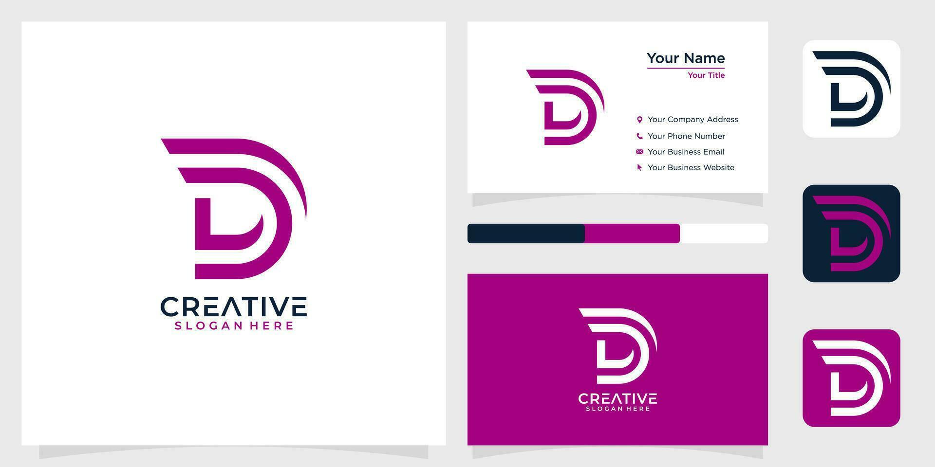 Initial letter D L purple monogram ine logo design creative simple and business card vector