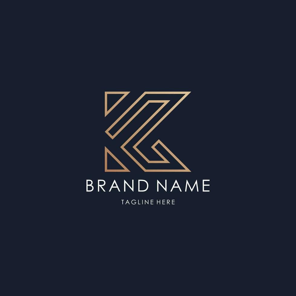 letter K logo monogram line design vector luxury golden style technical