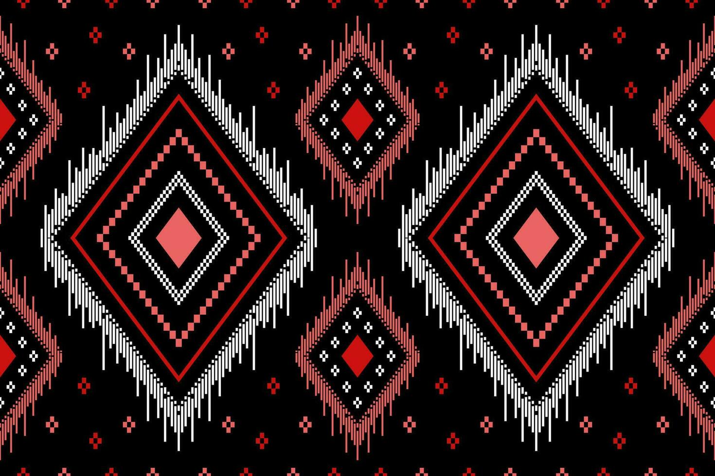 Red traditional ethnic pattern paisley flower Ikat background abstract Aztec African Indonesian Indian seamless pattern for fabric print cloth dress carpet curtains and sarong vector