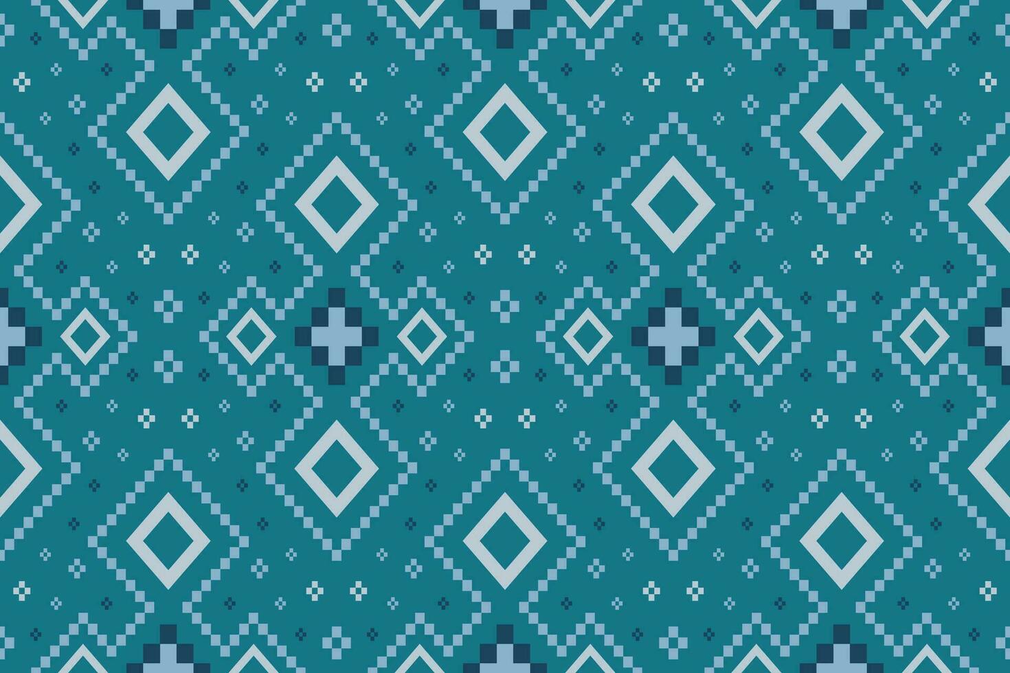 Indigo navy blue geometric traditional ethnic pattern Ikat seamless pattern border abstract design for fabric print cloth dress carpet curtains and sarong Aztec African Indian Indonesian vector