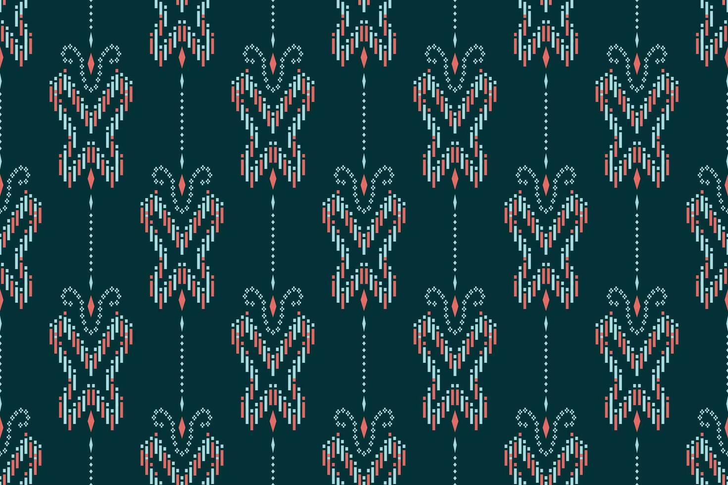 Green Cross stitch colorful geometric traditional ethnic pattern Ikat seamless pattern border abstract design for fabric print cloth dress carpet curtains and sarong Aztec African Indian Indonesian vector