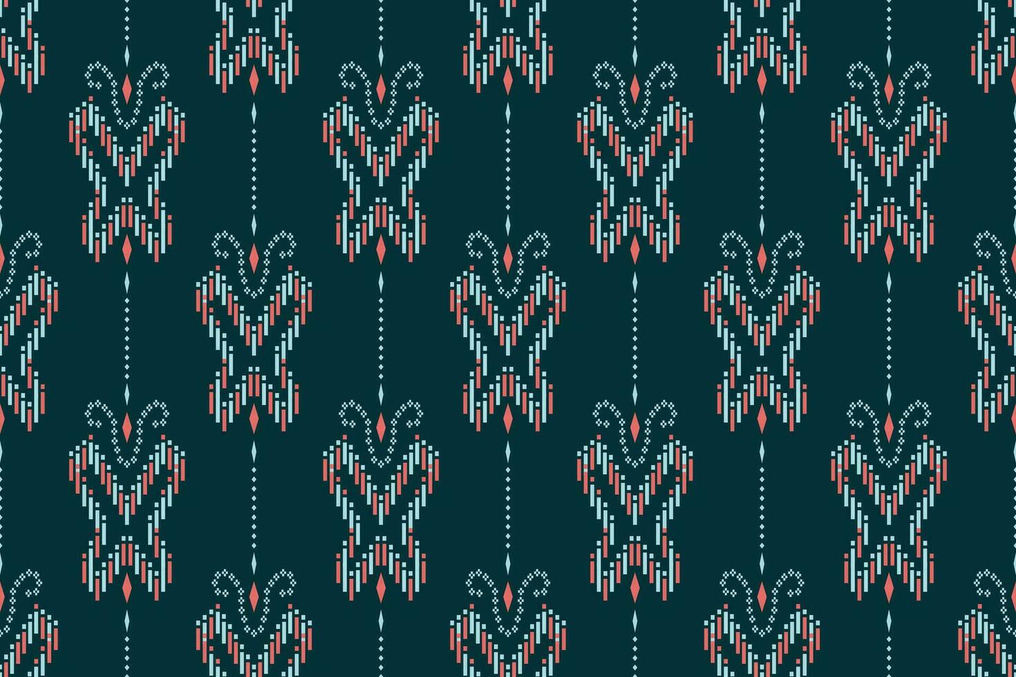 Green Cross stitch colorful geometric traditional ethnic pattern Ikat seamless pattern border abstract design for fabric print cloth dress carpet curtains and sarong Aztec African Indian Indonesian vector