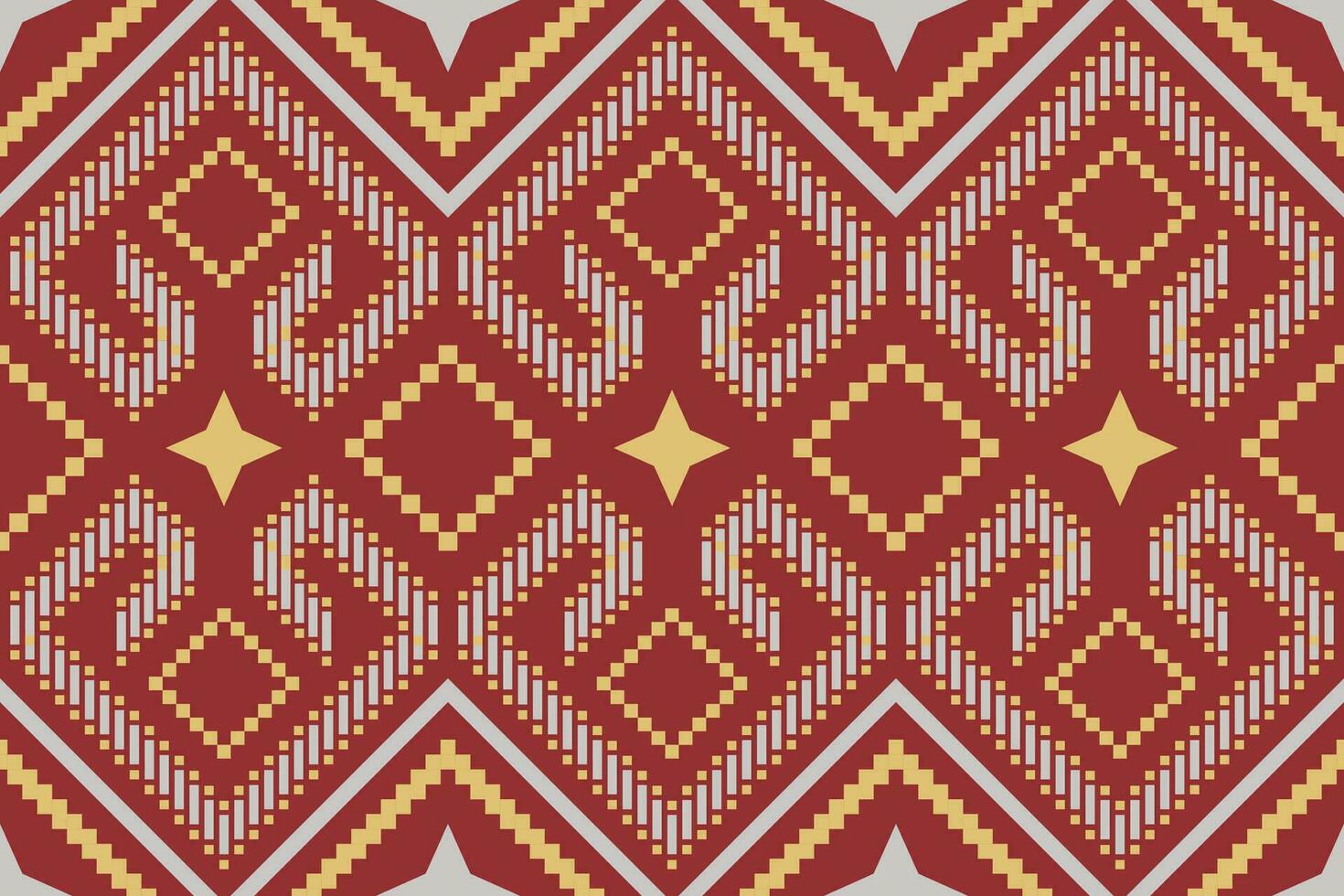 Red traditional ethnic pattern paisley flower Ikat background abstract Aztec African Indonesian Indian seamless pattern for fabric print cloth dress carpet curtains and sarong vector