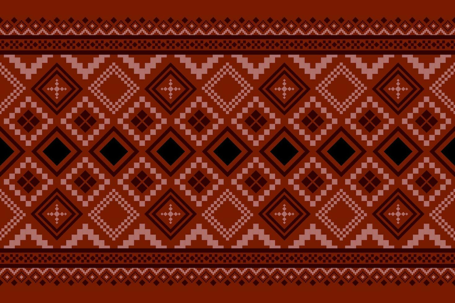 Red traditional ethnic pattern paisley flower Ikat background abstract Aztec African Indonesian Indian seamless pattern for fabric print cloth dress carpet curtains and sarong vector