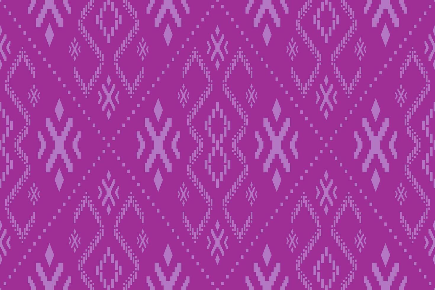 Purple cross stitch traditional ethnic pattern paisley flower Ikat background abstract Aztec African Indonesian Indian seamless pattern for fabric print cloth dress carpet curtains and sarong vector