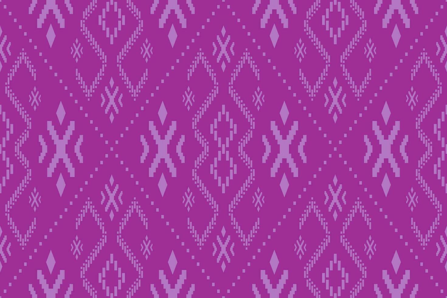 Purple cross stitch traditional ethnic pattern paisley flower Ikat background abstract Aztec African Indonesian Indian seamless pattern for fabric print cloth dress carpet curtains and sarong vector