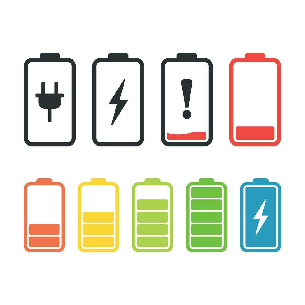Alkaline battery set icon in flat style. Diffrent size accumulator vector illustration on isolated background. Accumulator recharge sign business concept.