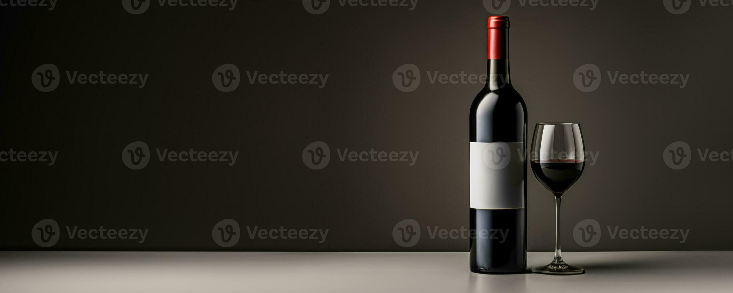 A perfectly labeled wine bottle from a renowned winery isolated on a gradient background photo