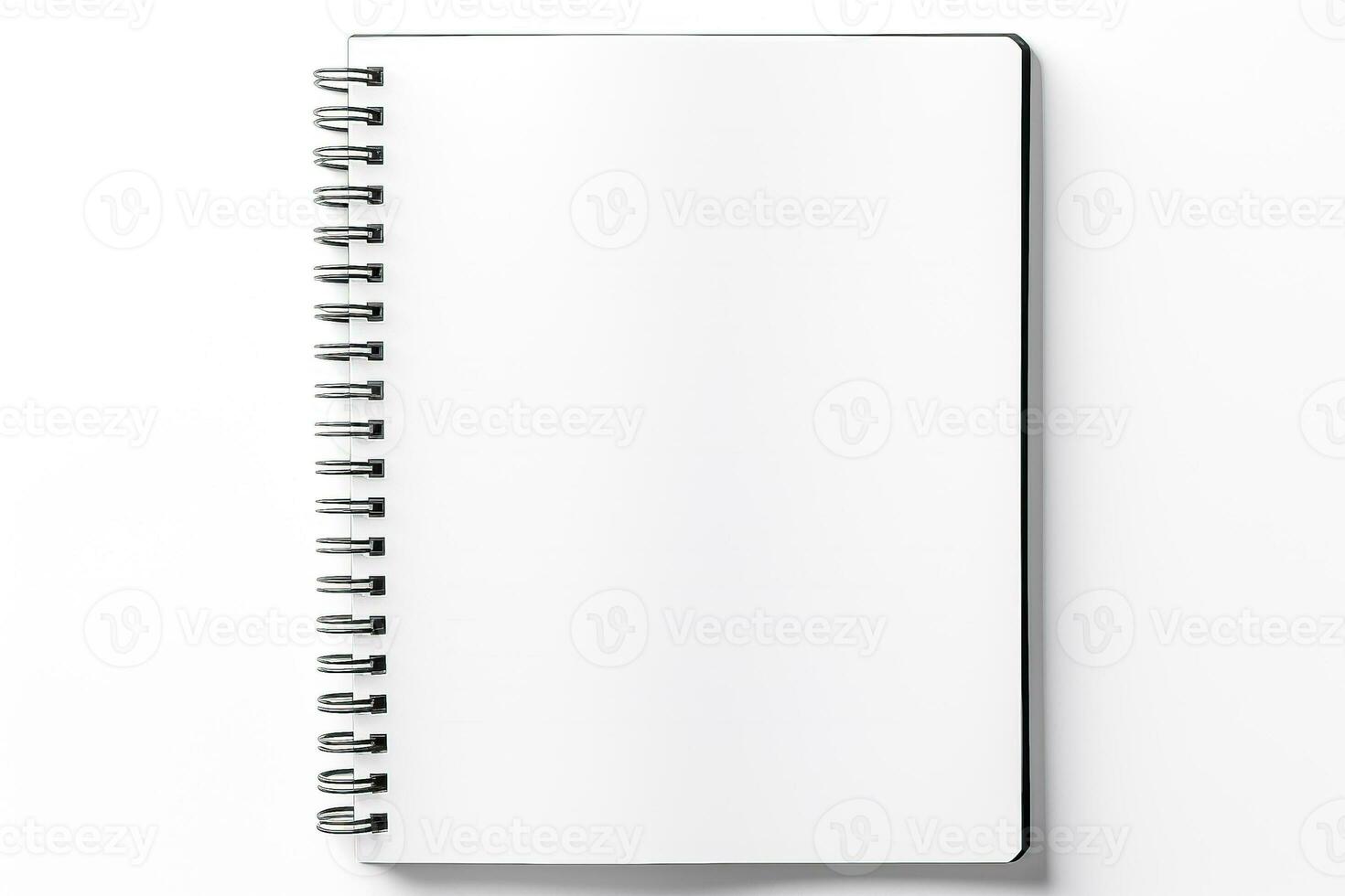 Blank open notebook with ring binder isolated on white ideal for business school art or craft scenes photo