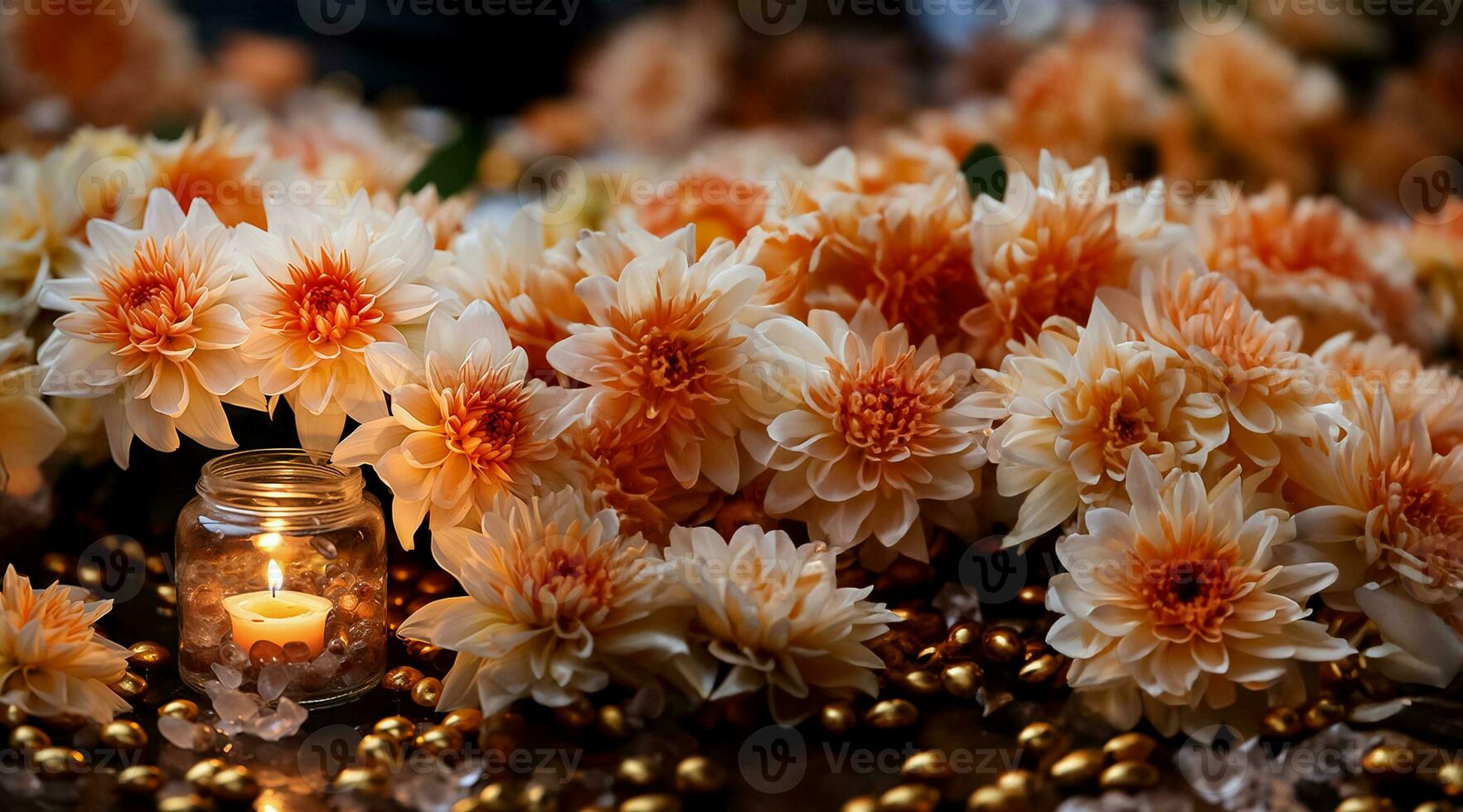 Elegant floral decorations enriching the sacred ambiance during Diwali puja ceremonies photo