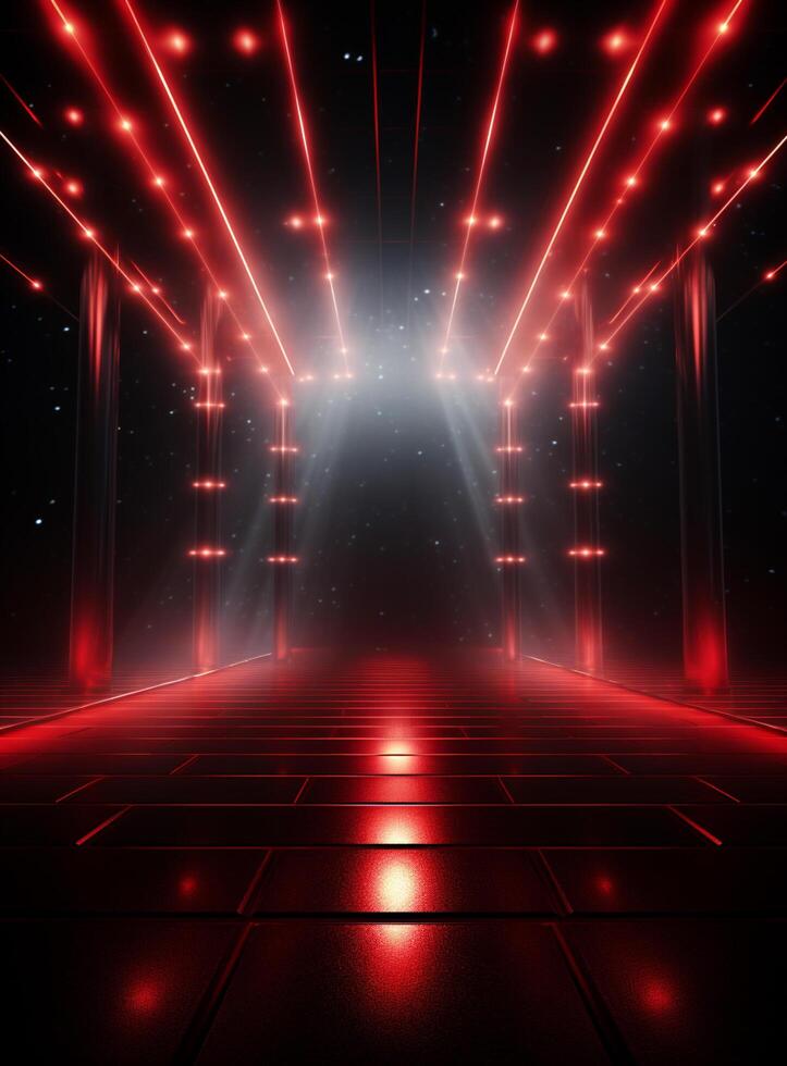 Ai generative Backdrop With Illumination Of Red Spotlights For Flyers realistic image ultra hd high design photo