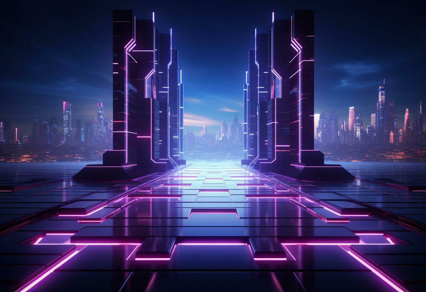 Ai Generative Neon illuminated futuristic backdrop realistic image, ultra hd, high design very detailed photo