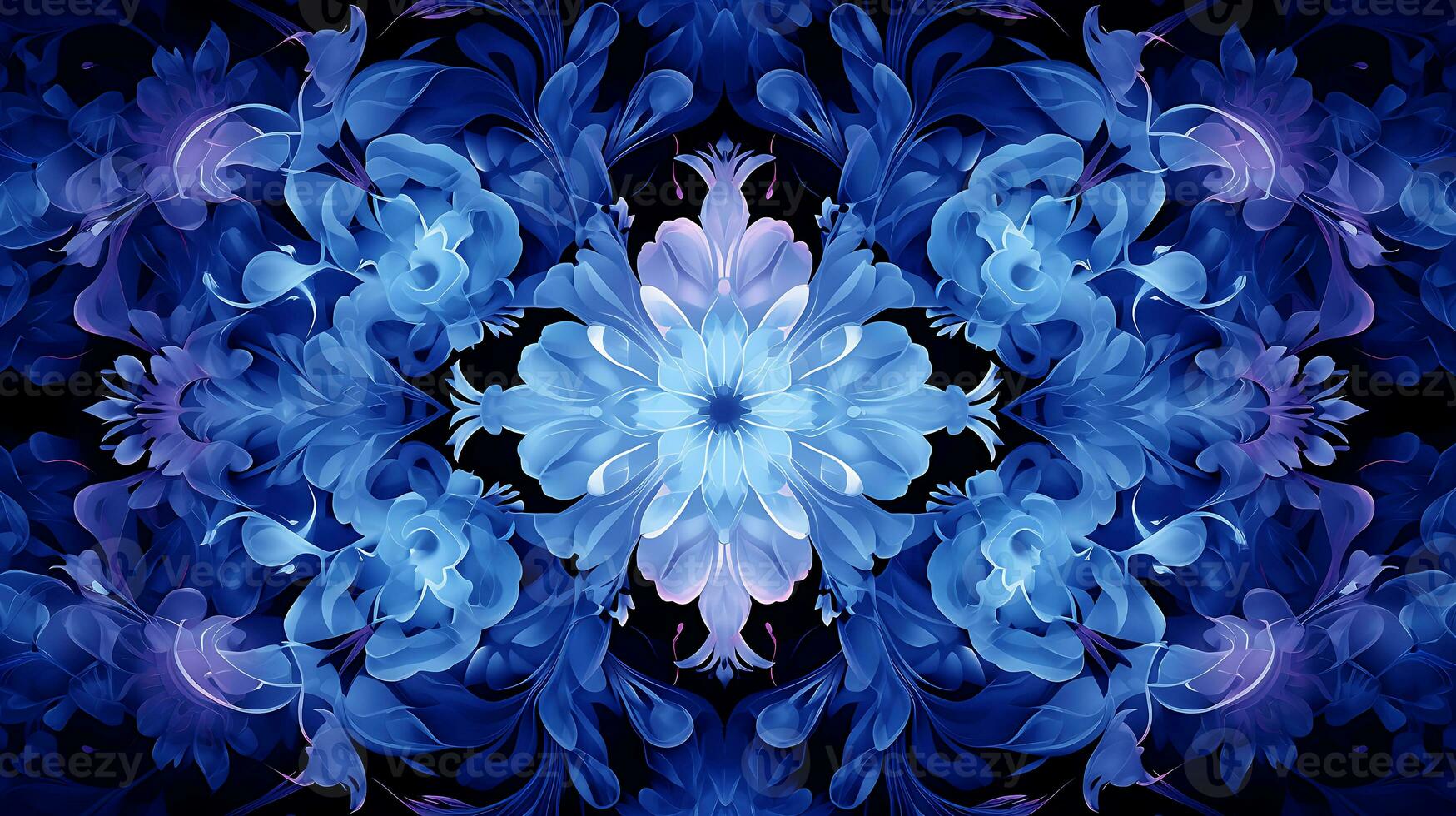Abstract background with purple color flowers pattern generated by Ai photo