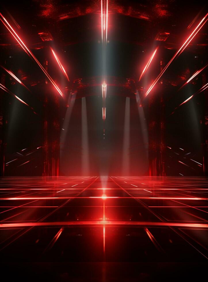 Ai generative Backdrop With Illumination Of Red Spotlights For Flyers realistic image ultra hd high design photo