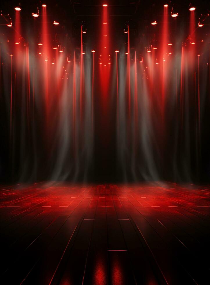 Ai generative Backdrop With Illumination Of Red Spotlights For Flyers realistic image ultra hd high design photo