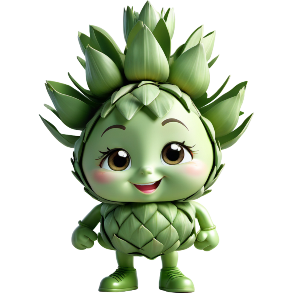 Green artichoke 3D illustration. AI Generative png