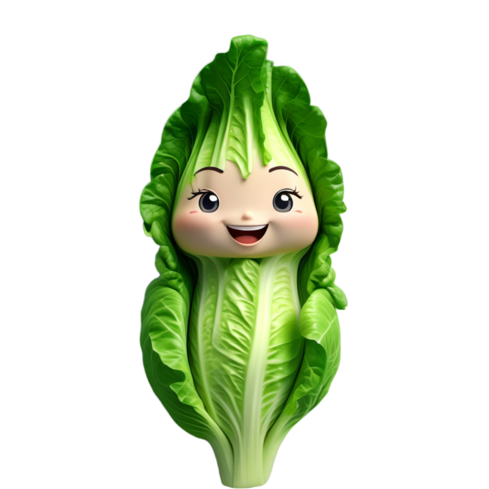 Green romaine lettuce 3D illustration. AI Generative png