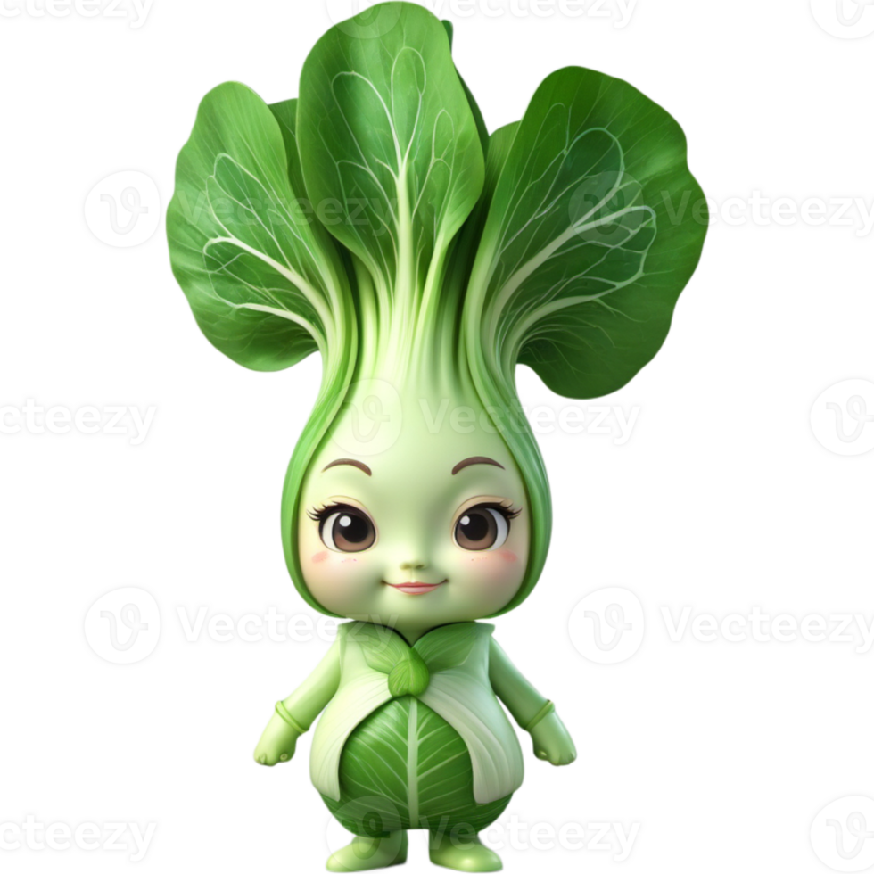 Green bok choy 3D illustration. AI Generative png