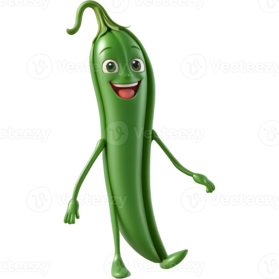 Green bean 3D illustration. AI Generative png